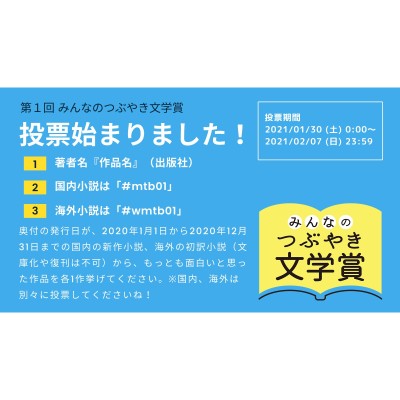 〈第1回みんなのつぶやき文学賞〉、投票受付中！